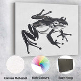 Contemporary Black Tree Frog Wildlife Illustration Artistic Nature Canvas Wall Art Print Decor Picture Ready to Hang
