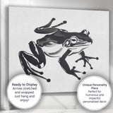 Contemporary Black Tree Frog Wildlife Illustration Artistic Nature Canvas Wall Art Print Decor Picture Ready to Hang