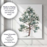 Snowy Pine Tree Winter Woodland Watercolour Nature Illustration Canvas Wall Art Print Decor Picture Ready to Hang