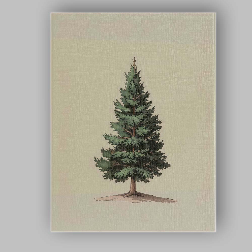 Antique Evergreen Fir Tree Botanical Illustration Canvas Wall Art Print Decor Picture Ready to Hang