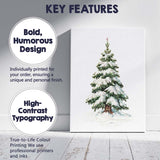 Snow Laden Festive Pine Tree Red Berry Winter Botanical Illustration Canvas Wall Art Print Decor Picture Ready to Hang