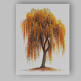 Golden Weeping Willow Autumn Landscape Tree Artistic Illustration Canvas Wall Art Print Decor Picture Ready to Hang