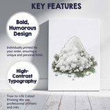 Snow Covered Evergreen Shrub Winter Botanical Sketch Illustration Canvas Wall Art Print Decor Picture Ready to Hang