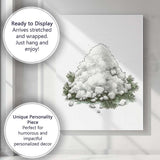 Snow Covered Evergreen Shrub Winter Botanical Sketch Illustration Canvas Wall Art Print Decor Picture Ready to Hang