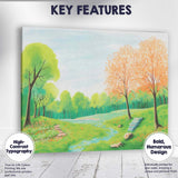Spring Meadow Landscape Blossoming Trees Scenic Watercolour Illustration Canvas Wall Art Print Decor Picture Ready to Hang