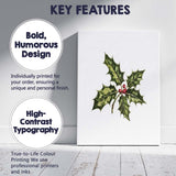 Green Holly Leaves Red Berry Botanical Christmas Illustration Canvas Wall Art Print Decor Picture Ready to Hang