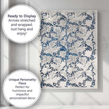 Navy Blue William Morris Style Floral Leaf Repeat Pattern Canvas Wall Art Print Decor Picture Ready to Hang