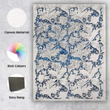 Navy Blue William Morris Style Floral Leaf Repeat Pattern Canvas Wall Art Print Decor Picture Ready to Hang