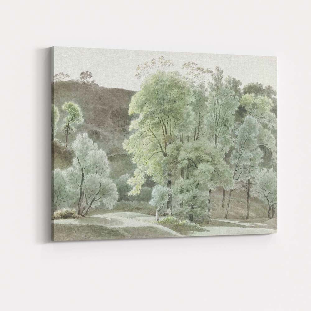 Soft Green Woodland Landscape Watercolour Forest Scene Canvas Wall Art Print Decor Picture Ready to Hang