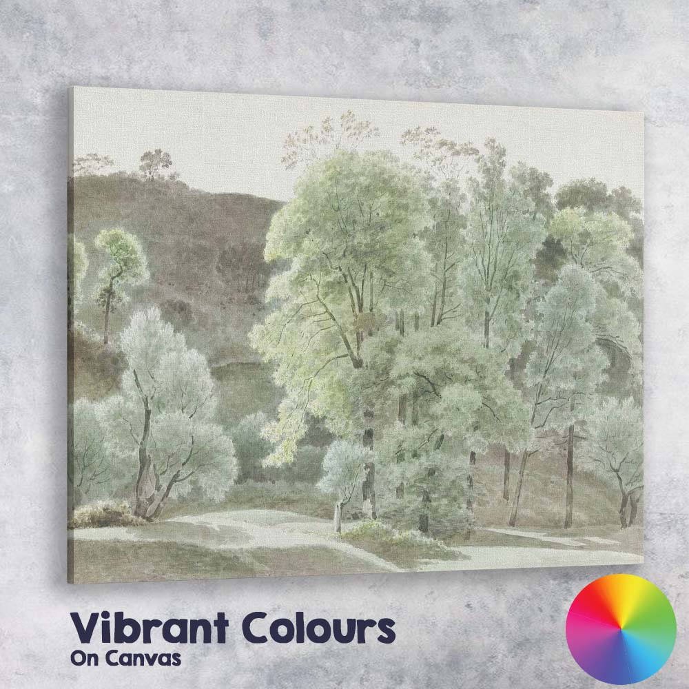 Soft Green Woodland Landscape Watercolour Forest Scene Canvas Wall Art Print Decor Picture Ready to Hang