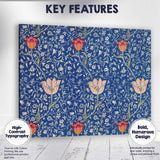 Royal Blue Arts and Crafts Floral Vine Tulip Repeat Pattern Canvas Wall Art Print Decor Picture Ready to Hang
