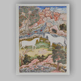 Persian Miniature Unicorn Garden Fantasy Landscape Painting Canvas Wall Art Print Decor Picture Ready to Hang